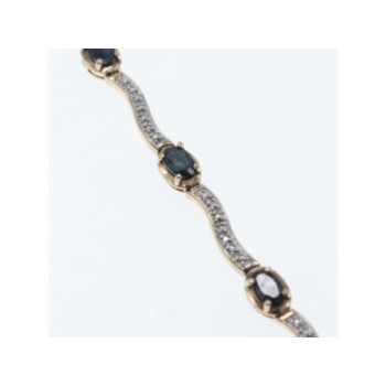 925 STERLING SILVER GOLD PLATED SAPPHIRES BRACELET