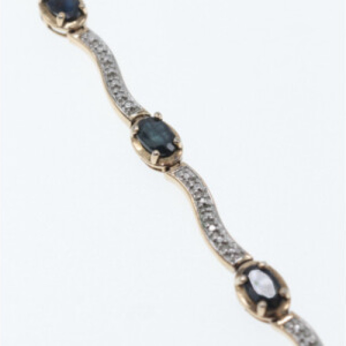 925 Sterling Silver Gold Plated Sapphires Bracelet