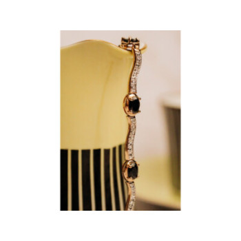 925 STERLING SILVER GOLD PLATED SAPPHIRES BRACELET