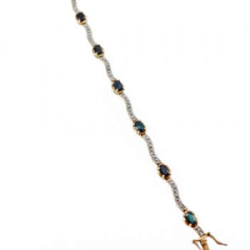 925 Sterling Silver Gold Plated Sapphires Bracelet