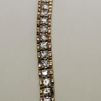925 Sterling Silver Vermeil Quartz Tennis Bracelet Size 7.5 IN
