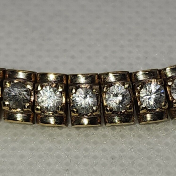 925 Sterling Silver Vermeil Quartz Tennis Bracelet Size 7.5 IN