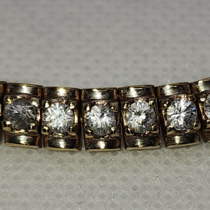 925 Sterling Silver Vermeil Quartz Tennis Bracelet Size 7.5 IN