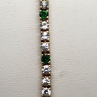 925 Sterling Silver Vermeil Emerald AND Quartz Bracelet Size 7 IN