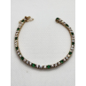 925 STERLING SILVER VERMEIL EMERALD AND QUARTZ BRACELET SIZE 7 IN