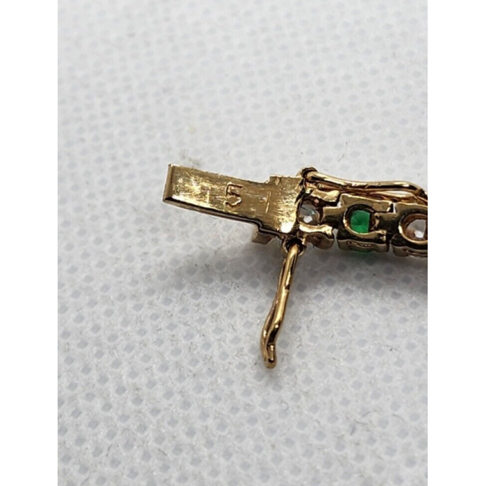 925 STERLING SILVER VERMEIL EMERALD AND QUARTZ BRACELET SIZE 7 IN