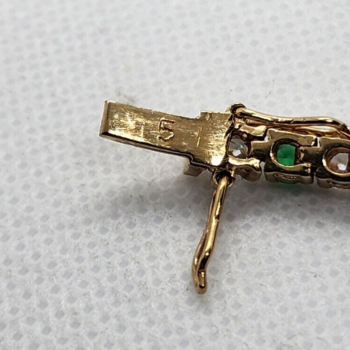925 Sterling Silver Vermeil Emerald AND Quartz Bracelet Size 7 IN