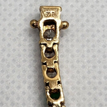 925 Sterling Silver Vermeil Emerald AND Quartz Bracelet Size 7 IN