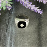 925 Sterling Silver Black Nephrite & CZ Ring Size 9
