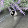 925 Sterling Silver Black Nephrite & CZ Ring Size 9