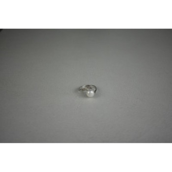 925 Sterling Silver Pearl & Colorless Spinel Ring Size 8