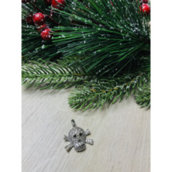 925 Sterling Silver CZ Skull Pendant