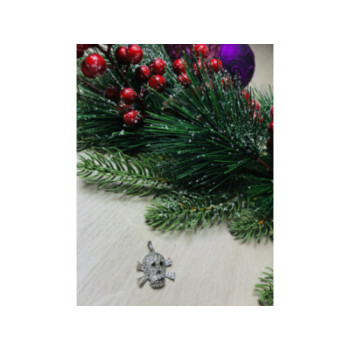 925 Sterling Silver CZ Skull Pendant