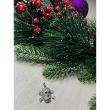 925 Sterling Silver CZ Skull Pendant