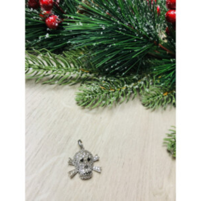 925 Sterling Silver CZ Skull Pendant