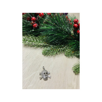 925 Sterling Silver CZ Skull Pendant