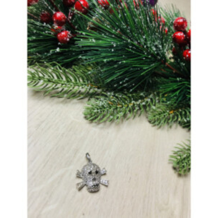 925 Sterling Silver CZ Skull Pendant