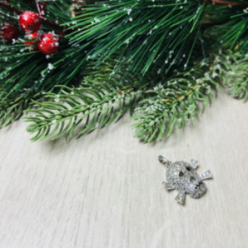925 Sterling Silver CZ Skull Pendant