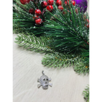 925 Sterling Silver CZ Skull Pendant
