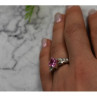 925 Sterling Silver Pink & White CZ Ring Size 6