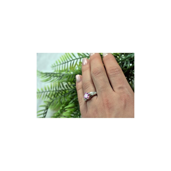 925 Sterling Silver Pink & White CZ Ring Size 6