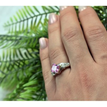 925 Sterling Silver Pink & White CZ Ring Size 6