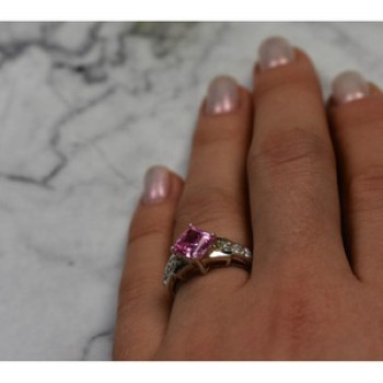 925 Sterling Silver Pink & White CZ Ring Size 6