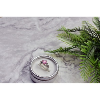 925 Sterling Silver Pink & White CZ Ring Size 6