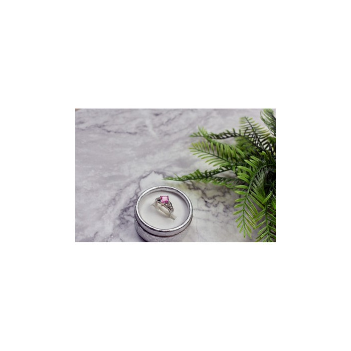 925 Sterling Silver Pink & White CZ Ring Size 6