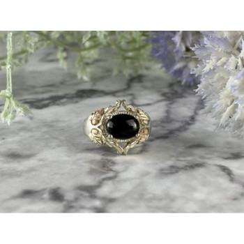 500 Silver Black Nephrite Ring Size 6.75