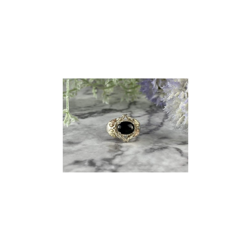 500 Silver Black Nephrite Ring Size 6.75