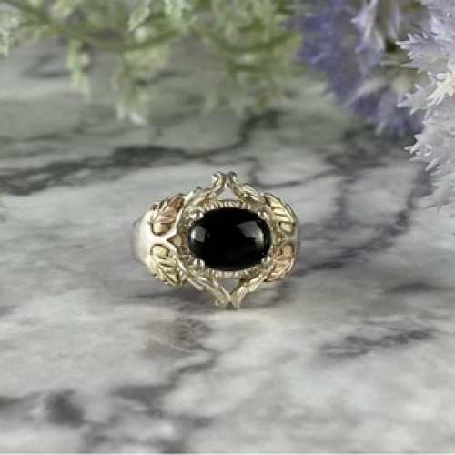 500 Silver Black Nephrite Ring Size 6.75