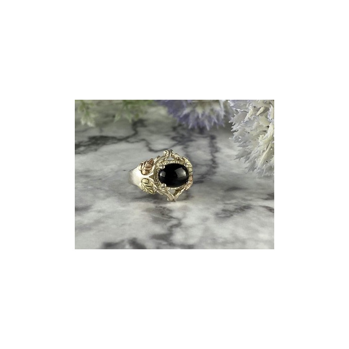 500 Silver Black Nephrite Ring Size 6.75