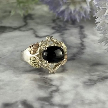 500 Silver Black Nephrite Ring Size 6.75