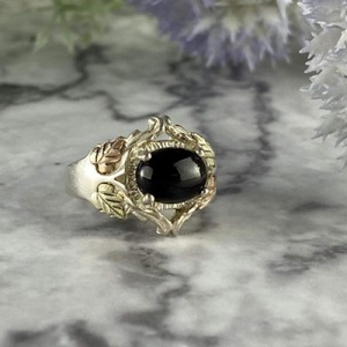 500 Silver Black Nephrite Ring Size 6.75