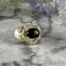 500 Silver Black Nephrite Ring Size 6.75