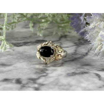 500 Silver Black Nephrite Ring Size 6.75