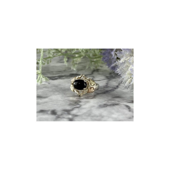 500 Silver Black Nephrite Ring Size 6.75