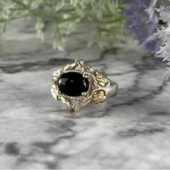 500 Silver Black Nephrite Ring Size 6.75