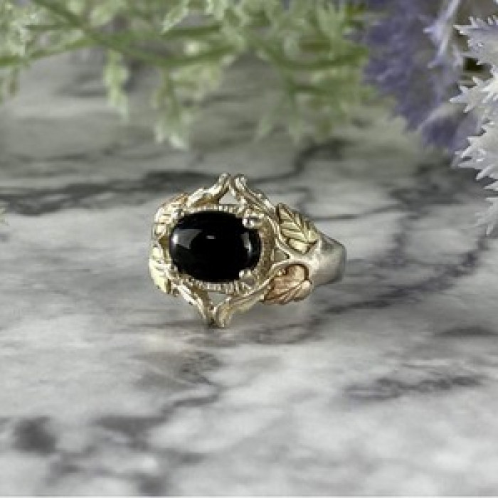 500 Silver Black Nephrite Ring Size 6.75