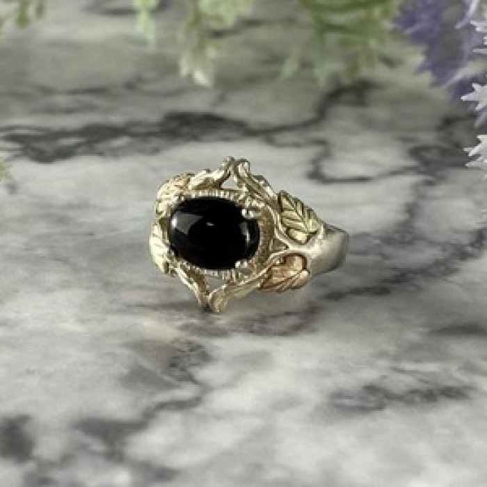 500 Silver Black Nephrite Ring Size 6.75