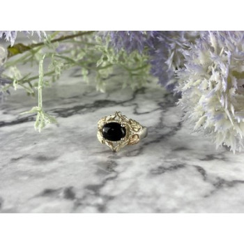 500 Silver Black Nephrite Ring Size 6.75