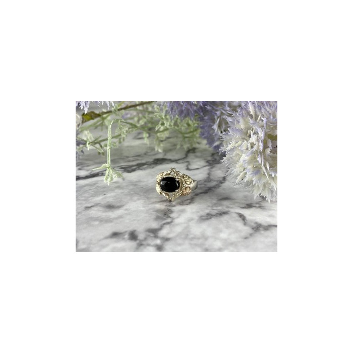 500 Silver Black Nephrite Ring Size 6.75