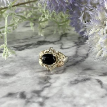 500 Silver Black Nephrite Ring Size 6.75