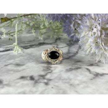 500 Silver Black Nephrite Ring Size 6.75