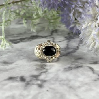500 Silver Black Nephrite Ring Size 6.75