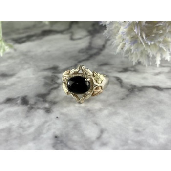500 Silver Black Nephrite Ring Size 6.75