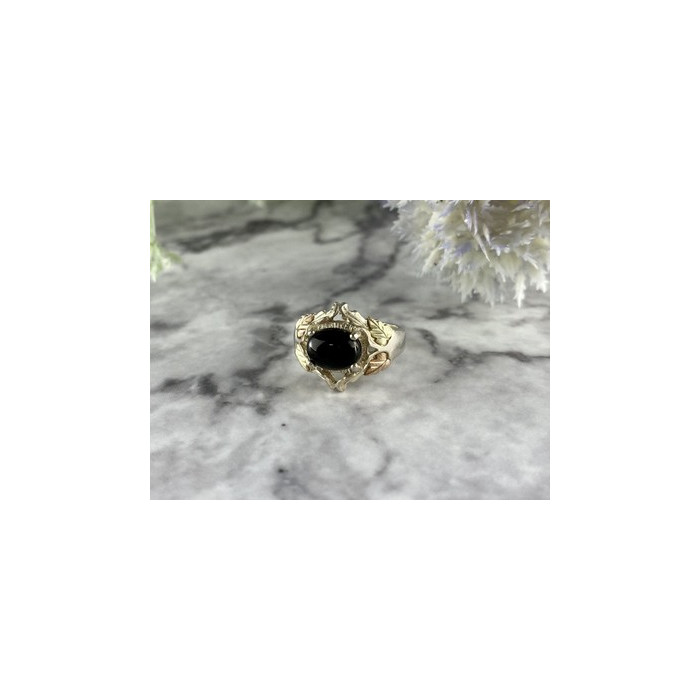 500 Silver Black Nephrite Ring Size 6.75