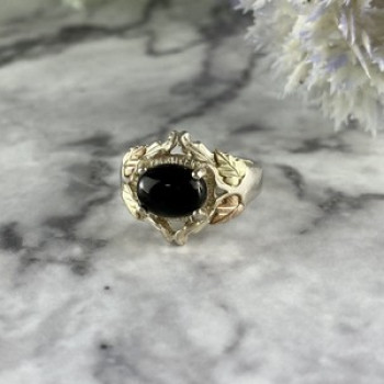 500 Silver Black Nephrite Ring Size 6.75