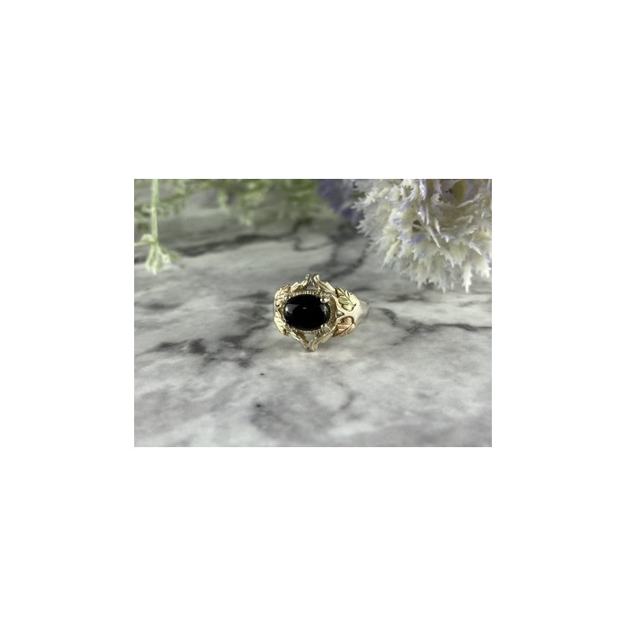 500 Silver Black Nephrite Ring Size 6.75